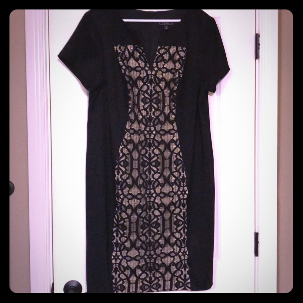 Cocktail dress with lace inset